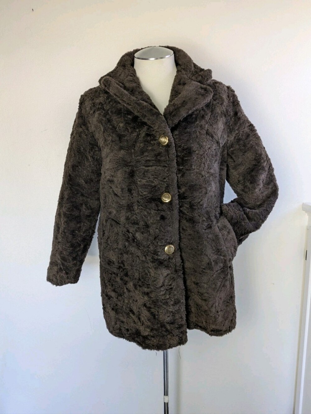 Vintage Faux Fur Brown Coat M/L